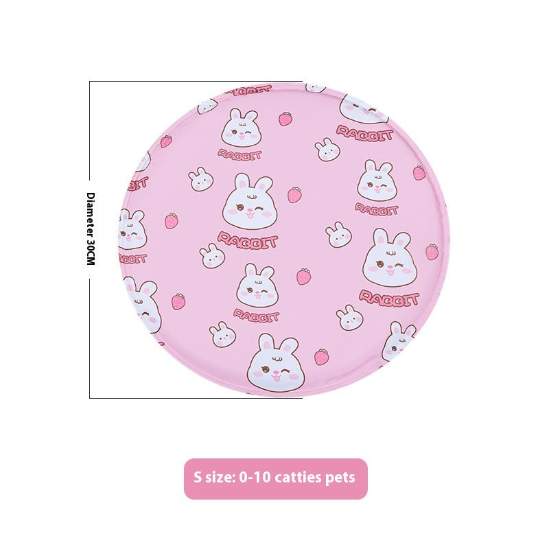 Snaggoo cat cooling gel mat, 30cm round, pink rabbit print