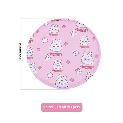 Snaggoo cat cooling gel mat, 30cm round, pink rabbit print