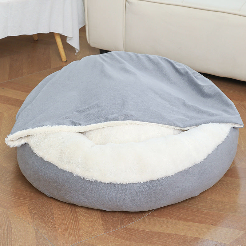 Calming cave dog bed grey