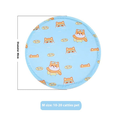 Snaggoo cat cooling gel mat, 40cm round, blue puppy print