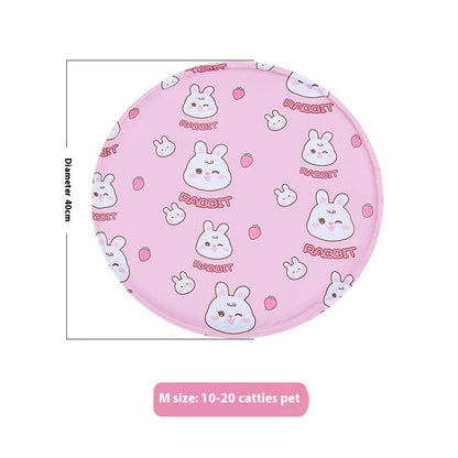 Snaggoo cat cooling gel mat, 40cm round, pink rabbit print