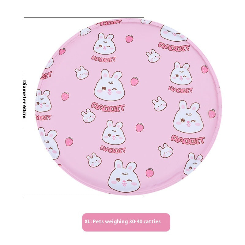 Snaggoo cat cooling gel mat, 60cm round, pink rabbit print