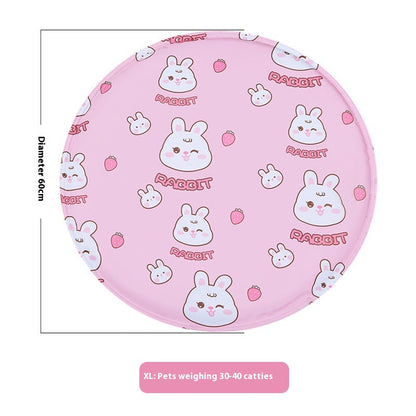 Snaggoo cat cooling gel mat, 60cm round, pink rabbit print