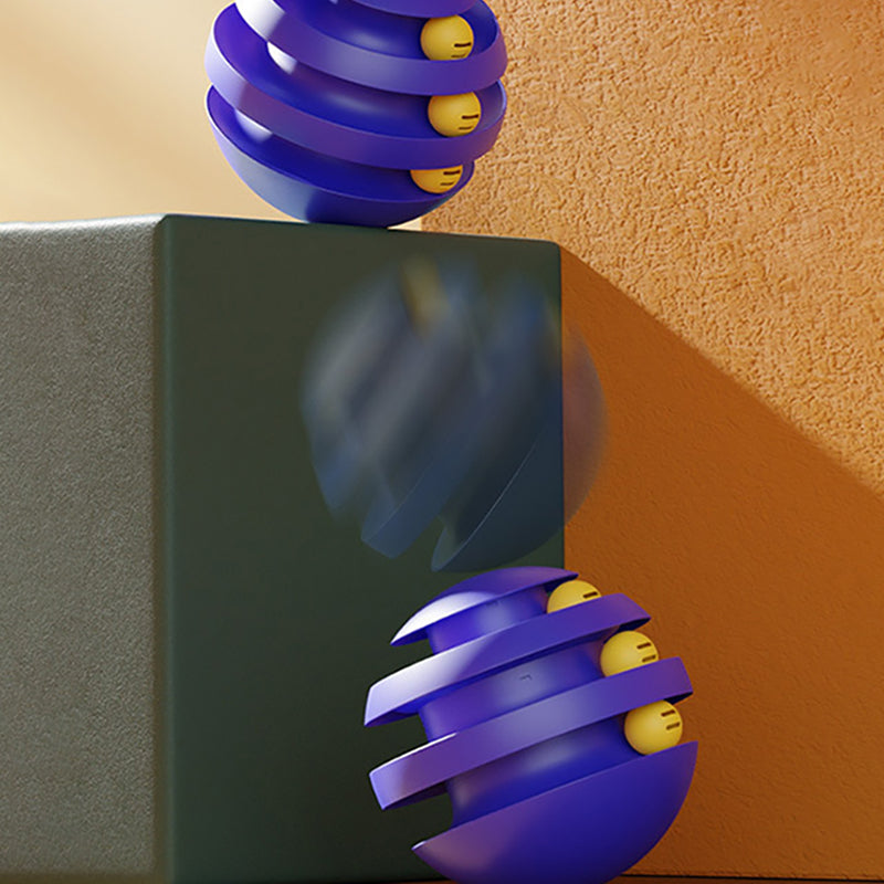 Blue three-level cat ball track tower