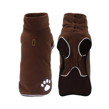 Dog coat available in brown and dark green