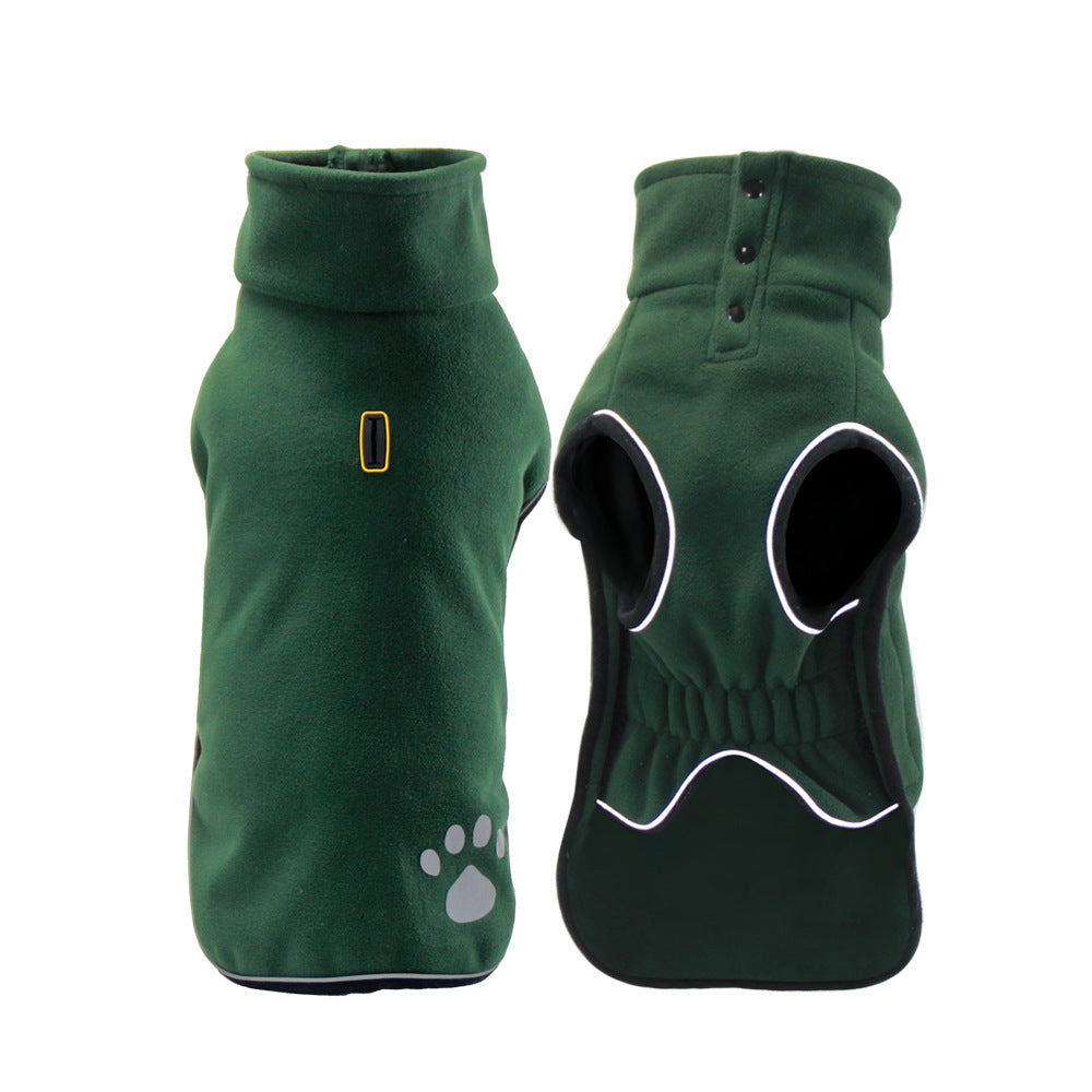 Dog wearing warm waterproof coat