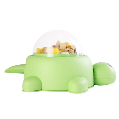 Green turtle puzzle feeder toy for cats