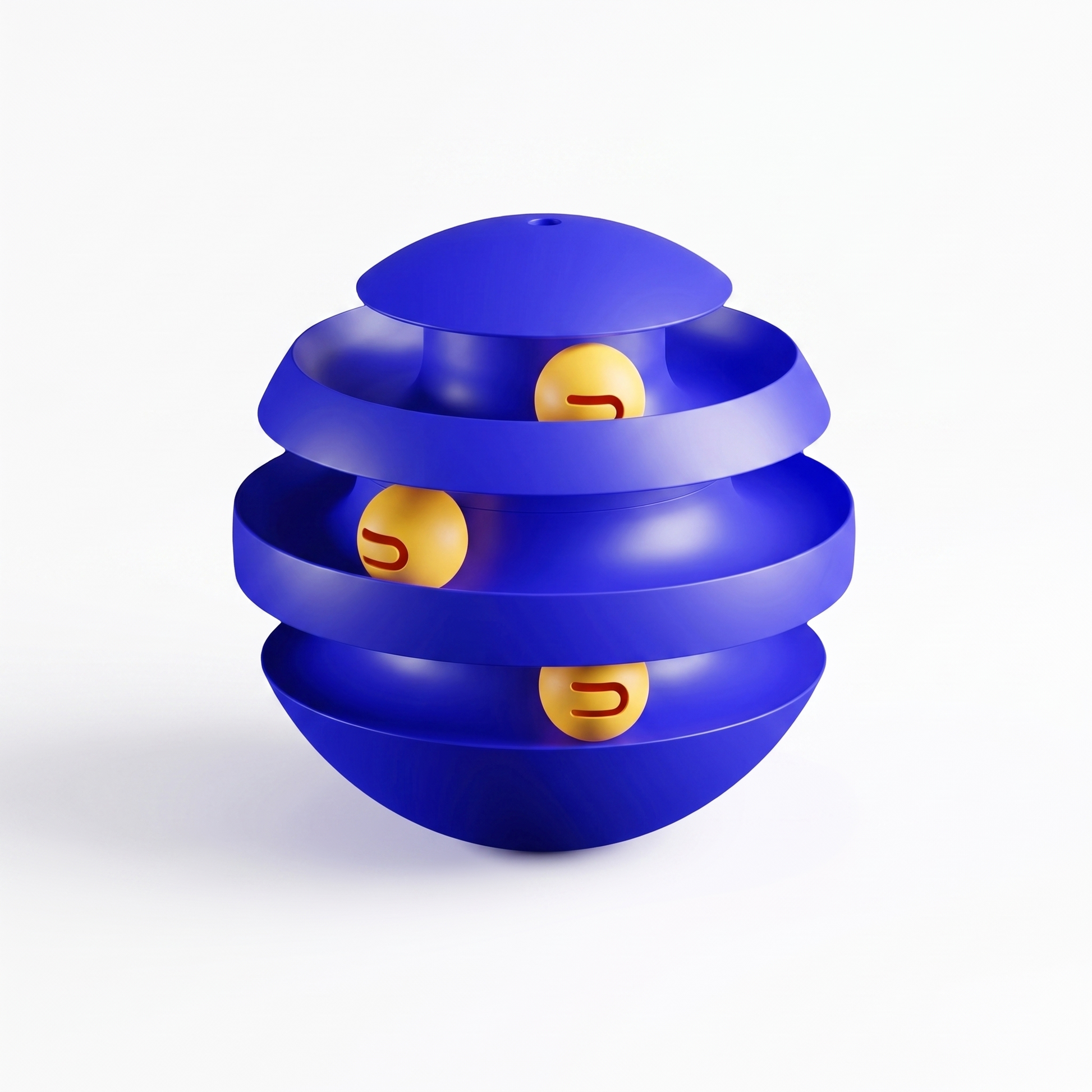 3-layer cat turntable tower with spinning balls, blue, clean product shot