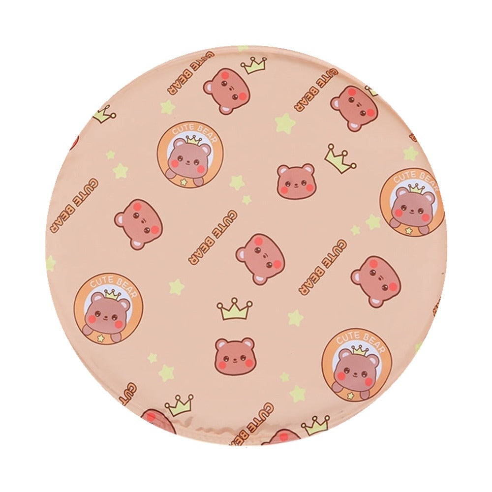 Snaggoo cat cooling gel mat in coffee brown with cute bear print – round self-cooling pad, no freezer or plug