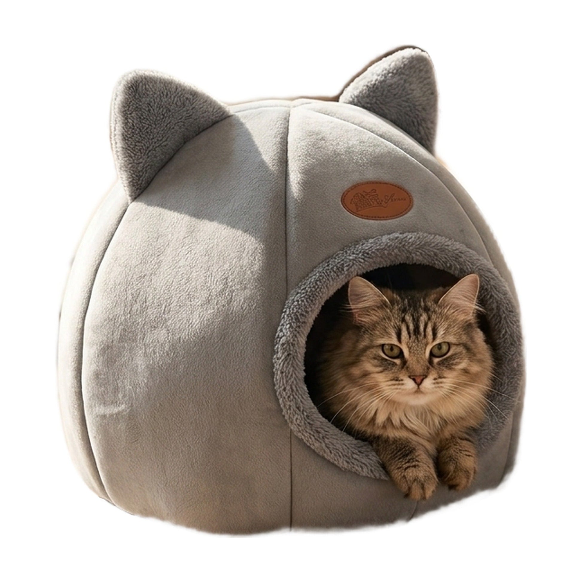 Snaggoo cat cave bed with ears on white background