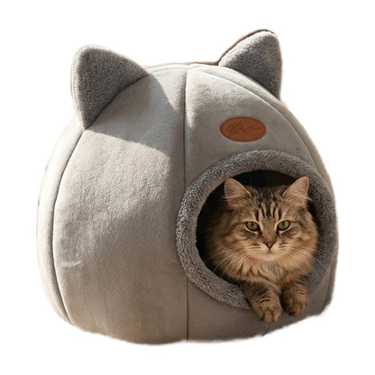 Snaggoo cat cave bed with ears on white background
