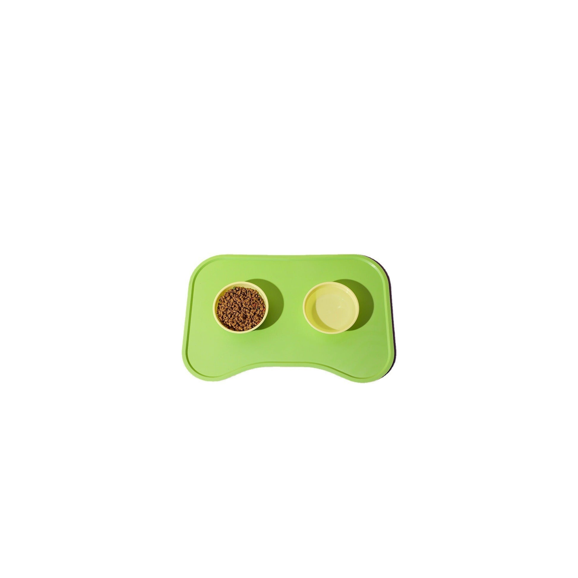 Raised-edge waterproof silicone cat food mat in green